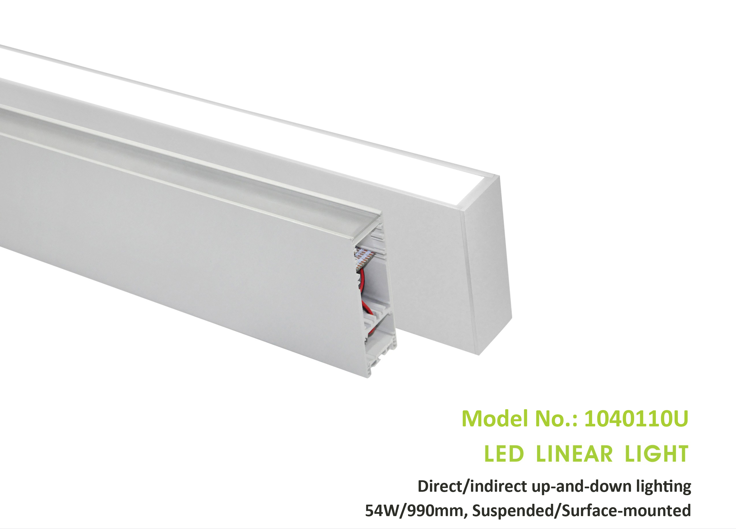 Direct/indirect Led Linear Light 1040110U, 54W/990mm